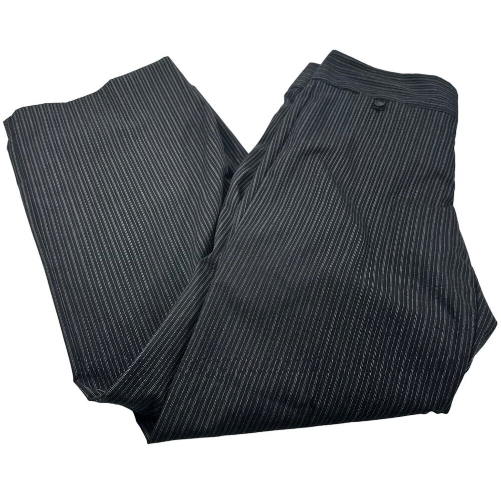 Dockers Women's Sz 8 Medium Pant 2 Back Pockets Sewn Shut Stripe Black Preowned